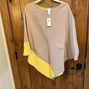 J. Jill Tan and Yellow Poncho Sweater